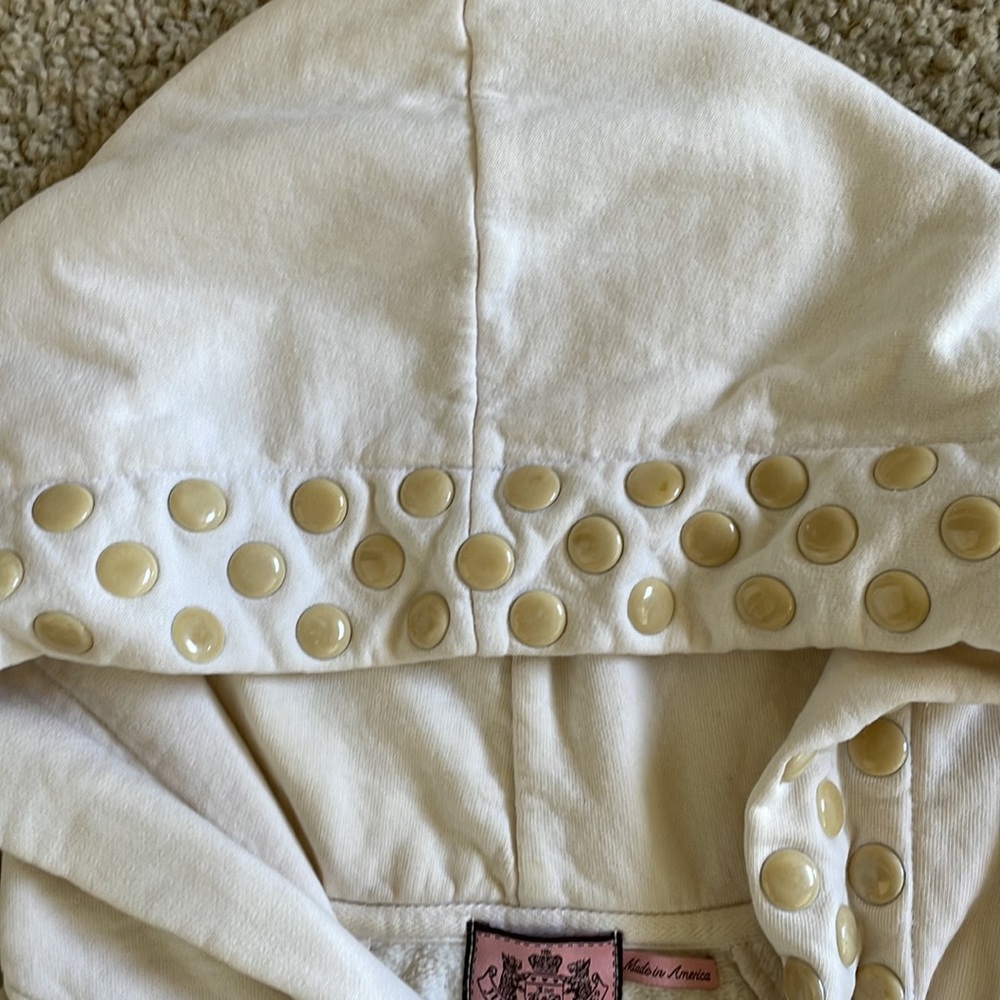 Juicy couture 3/4 sleeve hoodie zipper jacket in ivory size M